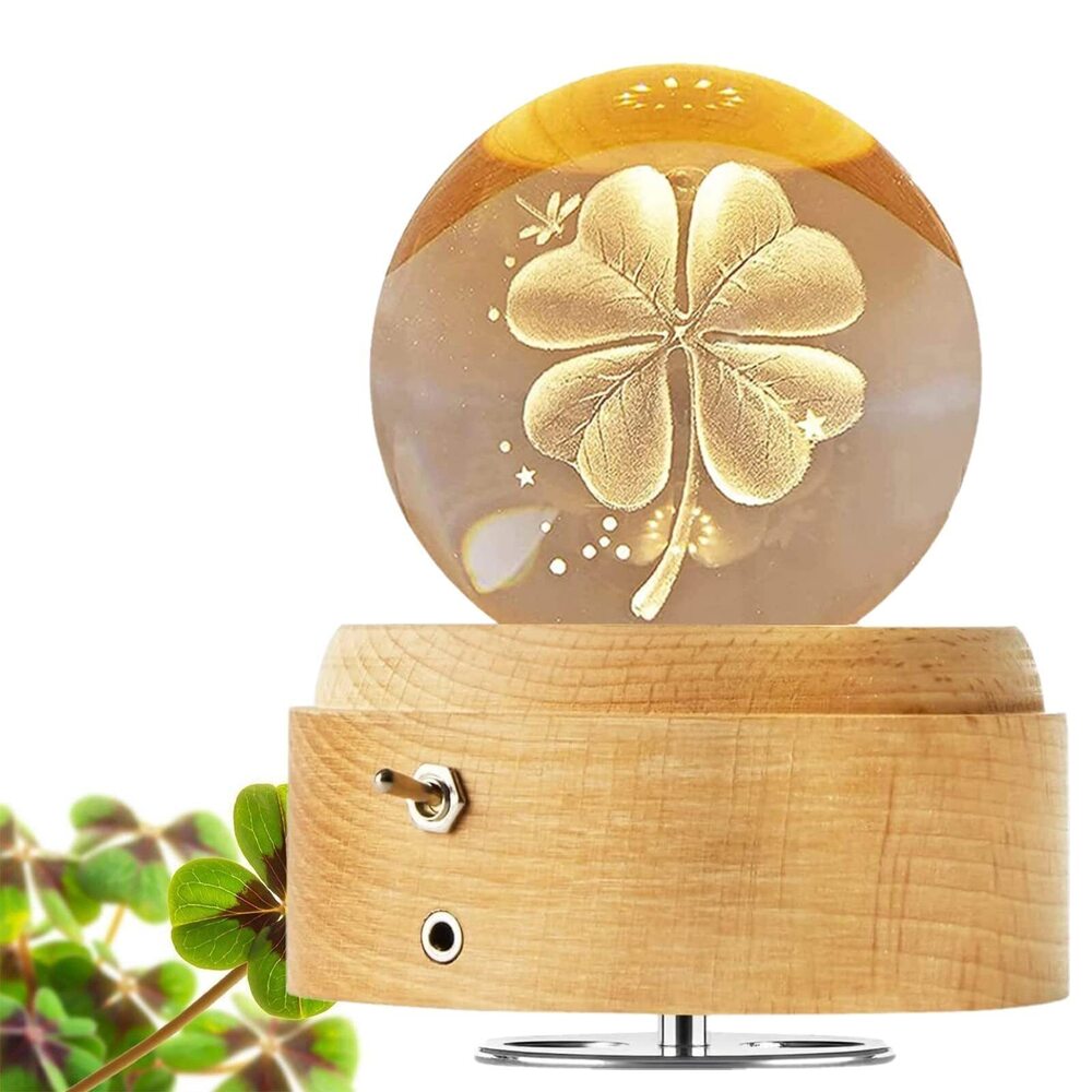 6511 3D Crystal Ball Music Box,Luminous Rotating Musical Box